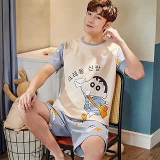 Japonés de dibujos animados pijamas pijamas hombres ropa interior ropa de dormir ropa de dormir de verano de manga corta de algodón ropa de hogar conjunto (7)