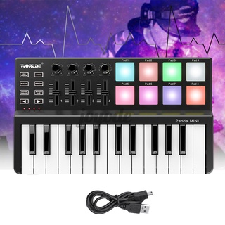worlde panda - teclado midi con iluminación usb de 25 teclas