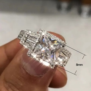 Qianxiyang anillo de compromiso cuadrado de circonita de diamantes completos para mujeres/celebración de aniversario de boda (3)