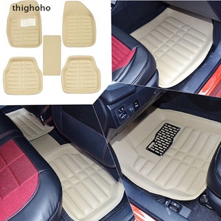 thighoho 5 unids/set universal beige coche auto alfombrillas piso forro de cuero alfombra cl