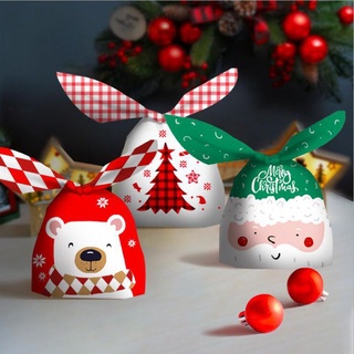 askia 10pcs año nuevo bolsas de caramelo de navidad decoración del hogar caramelos bolsa de galletas conejo oreja larga regalos caja santa claus plástico feliz navidad (4)