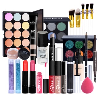 laliks 25Pcs/Set Makeup Kit Professional Universal Full Set Cosmetic Combo Set for Female Beginner