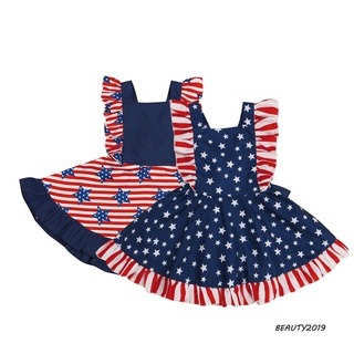 -bebé Niñas 4 de julio vestido, patriotas estrellas rayas volantes manga sin respaldo independencia día vestido (1)