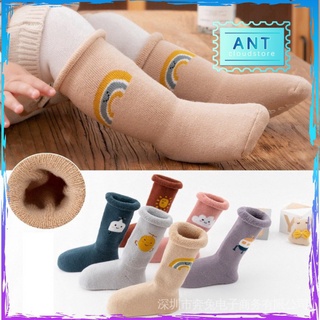 3 pares de calcetines de bebé recién nacido antideslizante medias de dibujos animados cálido grueso 100% algodón Terry calcetines niños transpirable Comf