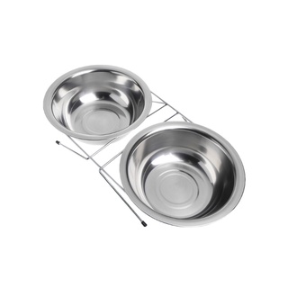 st pet double bowl alimentación gato perro cachorro alimentador de acero inoxidable alimentos agua suministros (3)