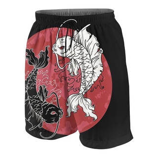 Jieyufuzhuang Hombres Natación Troncosyin Yang Koi Pescado Carpa Tai Chi Symbolquick-Secado Estiramiento Cintura Pantalones Cortos Casuales