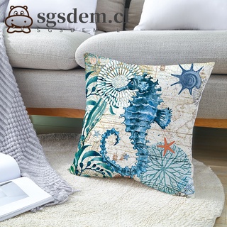 Pillow Retro Mediterranean Sea Printed Peach Skin Cushion Cover Invisible Zipper Soft and Comfortable (3)