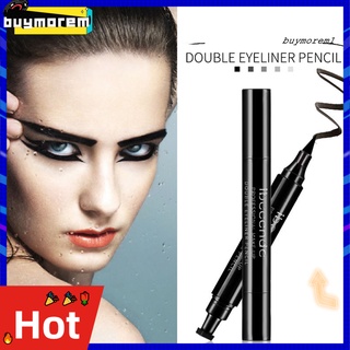 BUYME Double Head Eyeliner Pen Waterproof Liquid Black Eye Liner Quick Dry Stamp Wing Pencil for Makeup