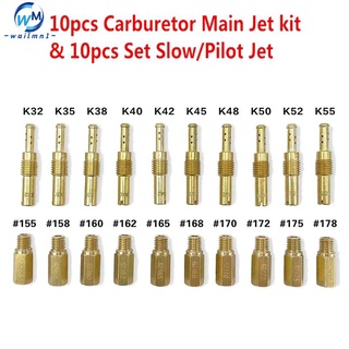 10Pcs Carburetor Main Jet Kit & 10Pcs Slow/Pilot Jet (1)