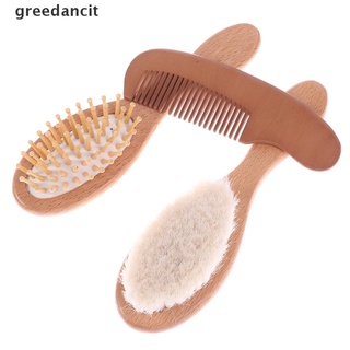 Greedancit 3Pcs Wooden Baby Hair Brush Comb For Newborns Toddlers Hairbrush Head Massager CL