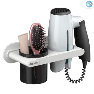 Menen soporte para secador de pelo montado en la pared, secador de pelo, estante para colgar con organizador, taza, estante de almacenamiento para baño, peluquería Wa (1)