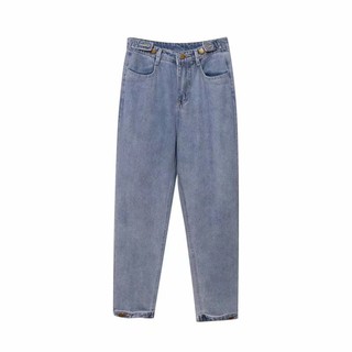 Alta calidad💕 Cintura alta Jeans moda recortado harén Jeans estilo coreano Slim Denim pantalones sueltos rectos mujeres sueltas Jeans Retro