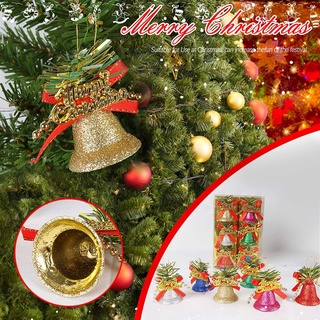 6 unids/caja de campanas de árbol de navidad colgante adornos Jingle campanas manualidades conjunto de campanas de navidad decoración de fiesta (1)