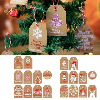 FLORO DIY Colgar Etiquetas Árbol De Navidad Regalo Envolver Etiqueta Fiesta Tarjetas Alce Santa Claus Papel Kraft Decoración Suministros De