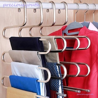 S-Type Rack multifuncional pantalones percha ropa de acero inoxidable antideslizante multicapa FASHIONH