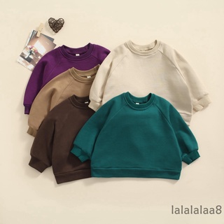 Laa8-yh bebé jersey suéter, cuello redondo con mangas raglán Color sólido versión suelta ropa de primavera