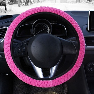 Cubierta de volante de coche suave cálida de felpa sin anillo Interior perla terciopelo Auto decoración de invierno cálido Universal coche-estilo accesorios interiores (4)