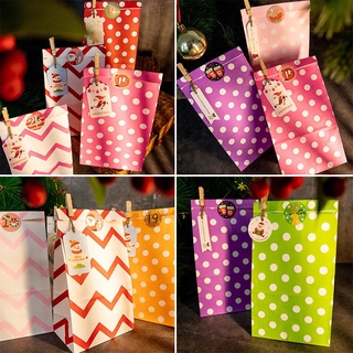 24pcs papel Kraft caramelo galletas bolsa de lunares de navidad bolsas de embalaje año nuevo fiesta suministros