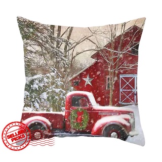 Funda de almohada decorativa de navidad de 45 cm X 45 cm, funda de cojín, camión de navidad, carga, árbol del Festival B8I2