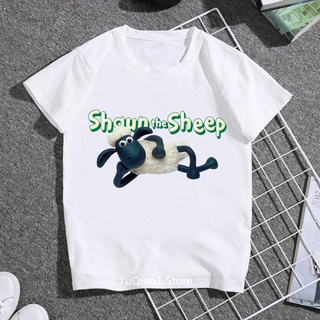 Dibujos Animados Shaun The Sheep T-Shirt Niños Divertido Camiseta Verano Blanco Manga Corta Top Camisetas Niñas Ropa Gráfica