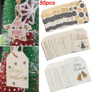 SUHE 50pcs tarjetas de fiesta decoración de navidad suministros de envoltura de papel Kraft etiqueta Kraft (6)