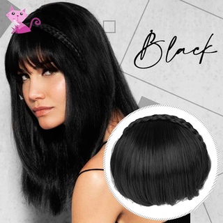 Vvbk 3D Clip en pelo flequillos flequillos flecos pelo peluca trenza extensiones de pelo peluca para mujeres niña