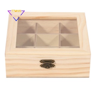 bolsa de té de madera organizador de joyas en el pecho caja de almacenamiento de 9 compartimentos caja de té organizador de madera de azúcar paquete contenedor