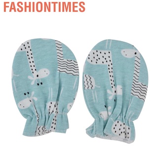 Fashiontimes 5 pares de guantes de algodón suaves con patrón de dibujos animados para bebés sin rasguños (6)