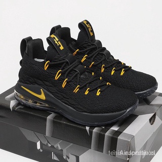 Originais Nike Lebron XV EP 15 Battleknit” Men 's and women's Running Sapatos Calçados Esportivos Tênis Tamanho Grande - black yellow