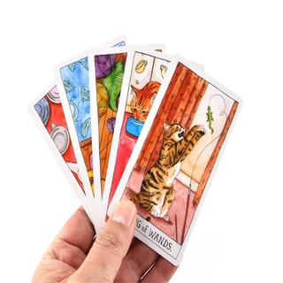 POT Full English Cat Tarot 78 Cards Deck and Guidebook Read Fate Family Party Board Game Oracle Playing Cards (5)