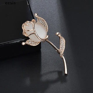 [Eesis] Rose Flower Brooches for Women Tulip Fashion Pin Elegant Rhinestone Brooch FGHZ