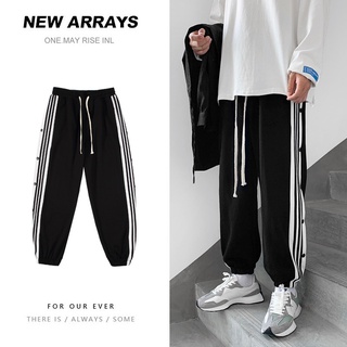 Casual Pants Men's Autumn Fashion Brand Ins Hong Kong Style Striped Sports Pants Korean Style Trendy Loose Drooping Ankle-Tied Pants