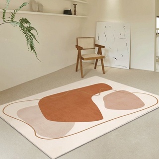 alfombra nórdica abstracta para sala de estar, líneas de té, mesa de té, dormitorio, felpa, mesita de noche, estilo japonés