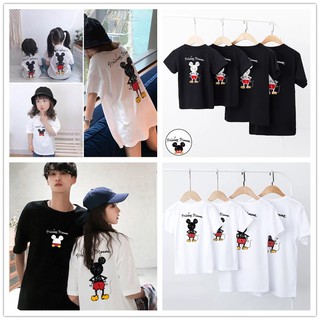 babyme - camiseta familiar para niños/adultos, diseño coreano de dibujos animados, mickey, camiseta de manga corta, algodón, top, niños, verano, moda