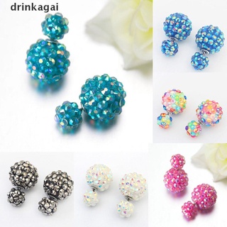 [Drinka] Chic Flower Crystal Stud Earrings Double Side Stud Earrings Big Beads Earrings 471CL