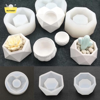 3 estilos mini moldes de silicona para macetas de formas de artes artesanías poligonales moldes de fundición diy suculenta maceta de arcilla molde de hormigón