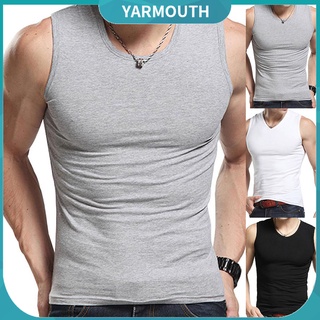 yar_camiseta sin mangas para hombre/color sólido/cuello redondo/justable/fitness