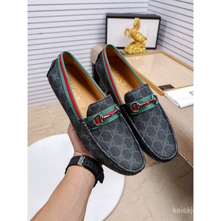 [Listo Stock] Gucci Hombres Clásicos Zapatos De Cuero De Moda simple casual Antideslizante Plano Bajo T0vw