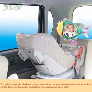Espejo ajustable para asiento trasero de coche para bebé, diseño de pez, felpa, Monitor de seguridad