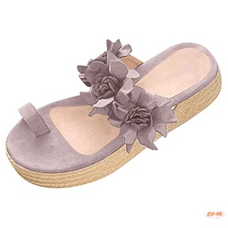 Women Casual Flower Platform Sandals Slip-on Daily Beach Travel Sandals Slippers