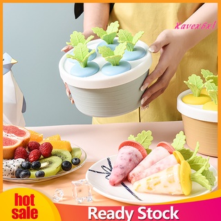 <XAVEXBXL> 5 Cavity Ice Cream Mold Safe Easy to Released PP Reusable DIY Ice Pop Molds for Home