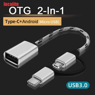{lucaiitn} Cable adaptador 2 en 1 OTG para Micro USB/tipo-C sincronización de datos adaptador LLE