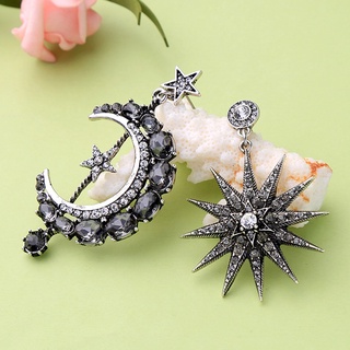 eamsasfa 1 Pair Women Dangle Earrings Moon Star Sun Rhinestone Jewelry Lightweight Shiny Punk Stud Earrings Style for Wedding (1)