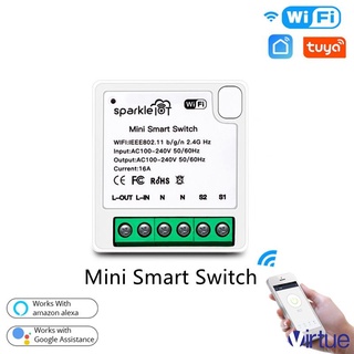 Tuya MINI Wifi Smart Switch 16A 2-way Control Timer Wireless Switches Tuya/Smart Life APP Work With Alexa Google Home ◥+