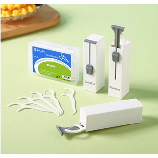 Caja automática portátil de palillos de dientes/50 piezas desechables de limpieza de dientes hilo Dental palillo de dientes dispensador de hilo Dental (7)