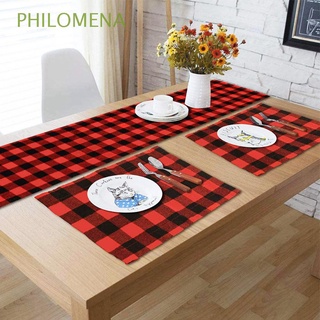 PHILOMENA Durable Table Mat Heat Resistant Tableware Placemat Buffalo Plaid Kitchen Ornament Eco-friendly Linen Dining Coaster