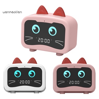 Mini reloj despertador con forma de gato con Bluetooth recargable de dibujos animados/reproductor de música bajo