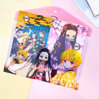 MARICRUZ papelería titular de archivos de dibujos animados organizador de documentos A4 carpeta Kimetsu No Yaiba Anime Demon Slayer botón de prensa niños bolsa de archivo de PVC (4)