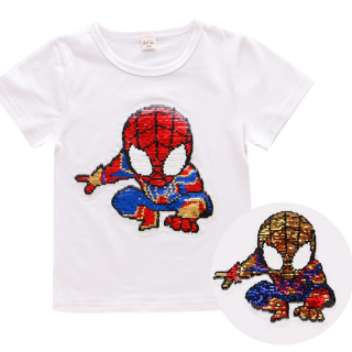 niño flip lentejuelas camiseta spiderman dinosaurio niños tops bebé niño camisetas