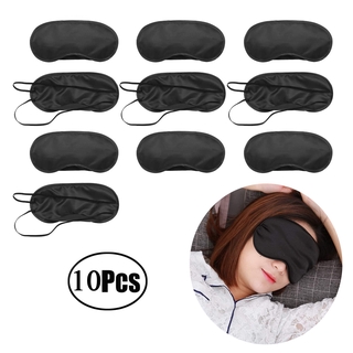 Máscaras para dormir, paquete de 10 ojos para dormir, suave, para dormir, con almohadilla para la nariz y correa elástica para dormir, color negro